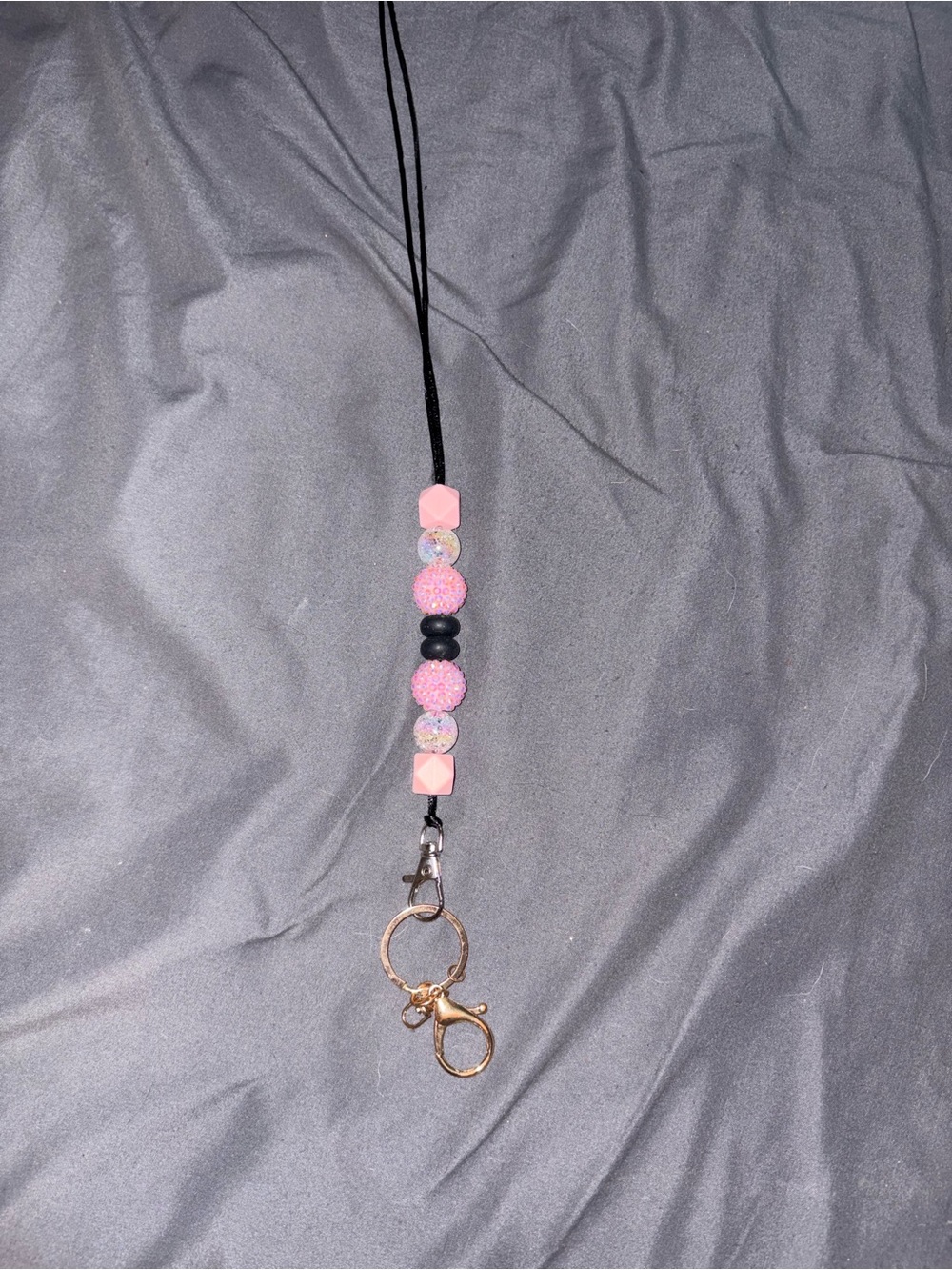 Pink sparkly lanyard